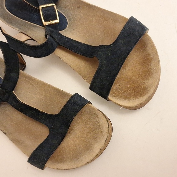 Cordani Black Strappy Suede Leather Chunky Platform Wedge Thong Sandals Size 8.5 - Picture 6 of 7